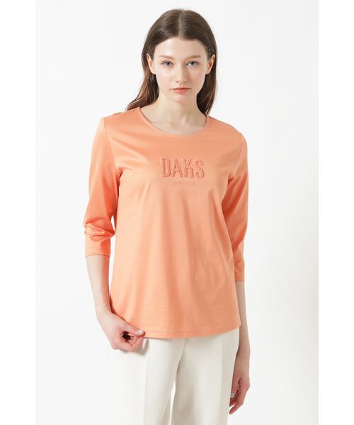 DAKS / ダックス その他トップス | ギザコットン天竺 パール＆ふくれ刺繍ロゴ Tシャツ（キャニオンサンセット）