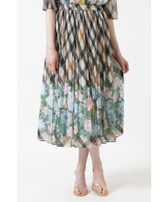 DAKS / ダックス ロング・マキシ丈スカート | ツイルハウスチェックフラワープリントプリーツスカート