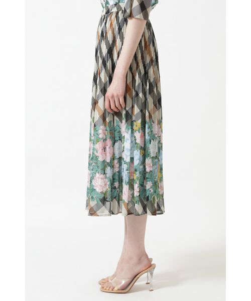 DAKS / ダックス ロング・マキシ丈スカート | ツイルハウスチェックフラワープリントプリーツスカート | 詳細1