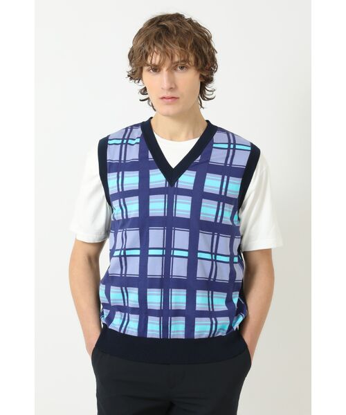 DAKS / ダックス その他トップス | 50周年チェック コンパクトコットン Vネックベスト（50thブルーチェック）