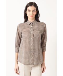 DAKS / ダックス シャツ・ブラウス | 綿ブロード マイクロミニチェック 七分袖ブラウス