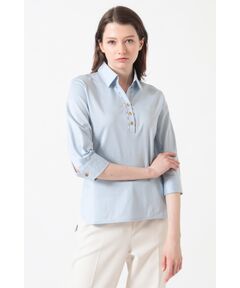 DAKS / ダックス その他トップス | ギザコットン天竺 カフス袖 スキッパーポロシャツ