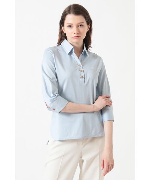 DAKS / ダックス その他トップス | ギザコットン天竺 カフス袖 スキッパーポロシャツ(カシミヤブルー)
