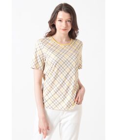 DAKS / ダックス その他トップス | 綿スムース チェックプリント 丸首プルオーバー