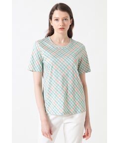DAKS / ダックス その他トップス | 綿スムース チェックプリント 丸首プルオーバー