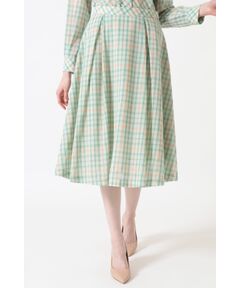 DAKS / ダックス ロング・マキシ丈スカート | ウールリネンボイル チェック ボックスタックスカート