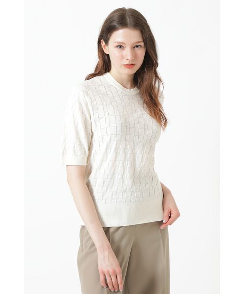 DAKS / ダックス その他 | JOHN SMEDLEY FOR DAKSコットン アイレットチェック 半袖ニット（オフホワイト）