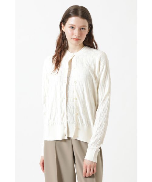DAKS / ダックス その他 | JOHN SMEDLEY FOR DAKSコットン アイレットチェック カーディガン(オフホワイト)
