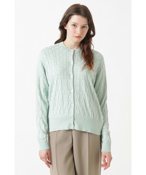 DAKS / ダックス その他 | JOHN SMEDLEY FOR DAKSコットン アイレットチェック カーディガン(シルトグリーン)