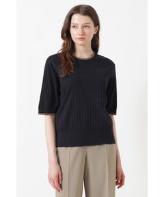 DAKS / ダックス その他 | JOHN SMEDLEY FOR DAKSコットン 配色ライン 半袖リブニット