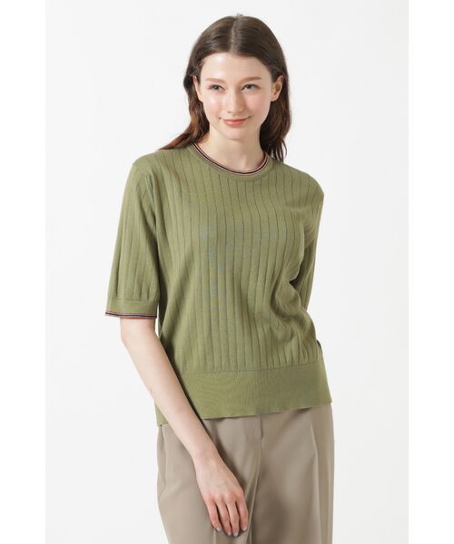 DAKS / ダックス その他 | JOHN SMEDLEY FOR DAKSコットン 配色ライン 半袖リブニット（シーグラス）