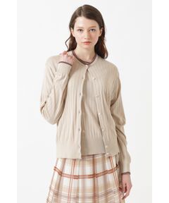 JOHN SMEDLEY FOR DAKSコットン 配色ラインリブカーディガン