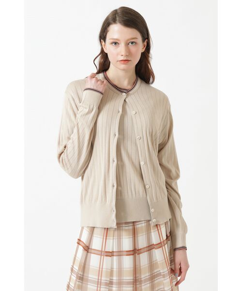 DAKS / ダックス その他 | JOHN SMEDLEY FOR DAKSコットン 配色ラインリブカーディガン（ベージュ）