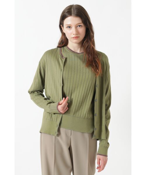 DAKS / ダックス その他 | JOHN SMEDLEY FOR DAKSコットン 配色ラインリブカーディガン（シーグラス）