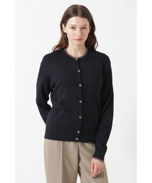DAKS / ダックス その他 | JOHN SMEDLEY FOR DAKSコットン 配色ラインリブカーディガン（ネイビー）