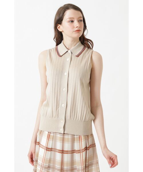 DAKS / ダックス その他 | JOHN SMEDLEY FOR DAKSコットン 配色襟付きノースリーブニット（ベージュ）