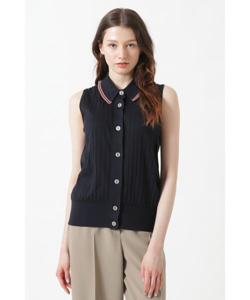 DAKS / ダックス その他 | JOHN SMEDLEY FOR DAKSコットン 配色襟付きノースリーブニット（ネイビー）