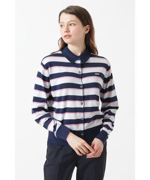 DAKS / ダックス その他 | JOHN SMEDLEY FOR DAKSコットン襟付きボーダーカーデ（サックスブルー）