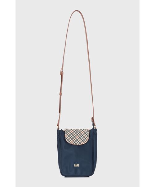 DAKS / ダックス その他 | ナイロン×牛革 ハウスチェック 縦型ショルダーバッグ（ネイビー）