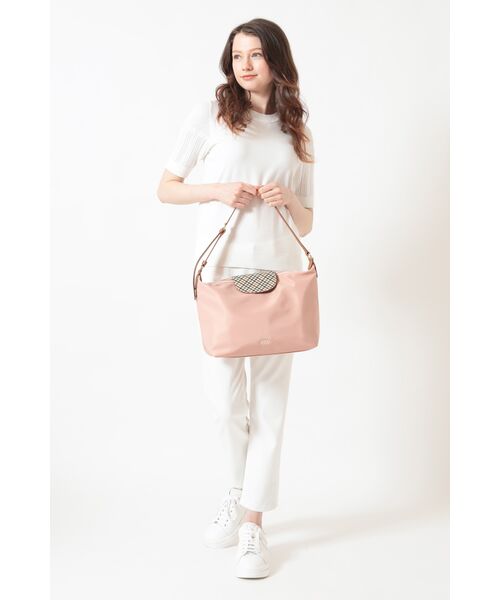 DAKS / ダックス その他 | ナイロン×牛革 ハウスチェック ショルダーバッグ（ピンク）