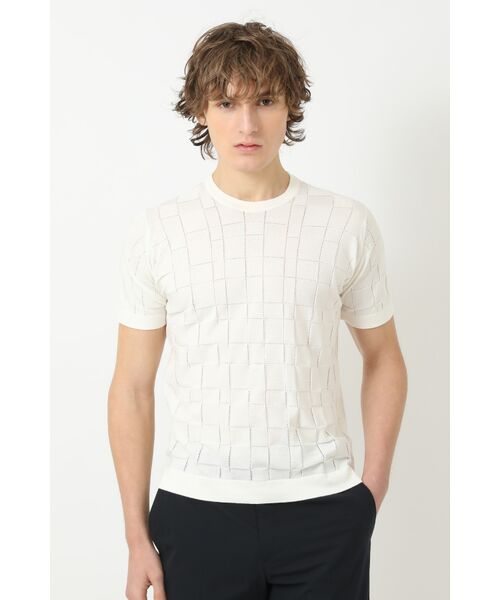DAKS / ダックス その他 | JOHN SMEDLEY FOR DAKSコットン アイレットチェック半袖ニット（オフホワイト）