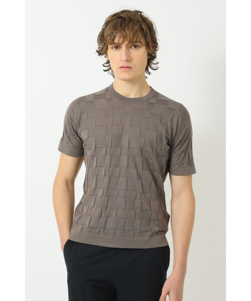 DAKS / ダックス その他 | JOHN SMEDLEY FOR DAKSコットン アイレットチェック半袖ニット（モカ）