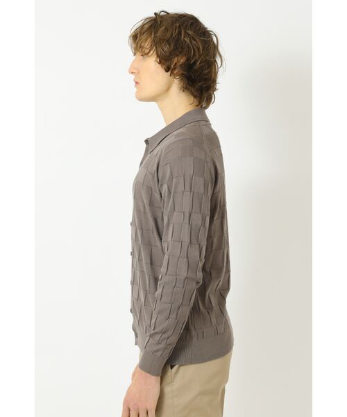 DAKS / ダックス その他 | JOHN SMEDLEY FOR DAKSコットン アイレットチェック前開き長袖ニット | 詳細1