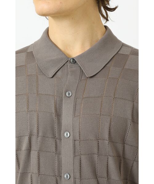 DAKS / ダックス その他 | JOHN SMEDLEY FOR DAKSコットン アイレットチェック前開き長袖ニット | 詳細4