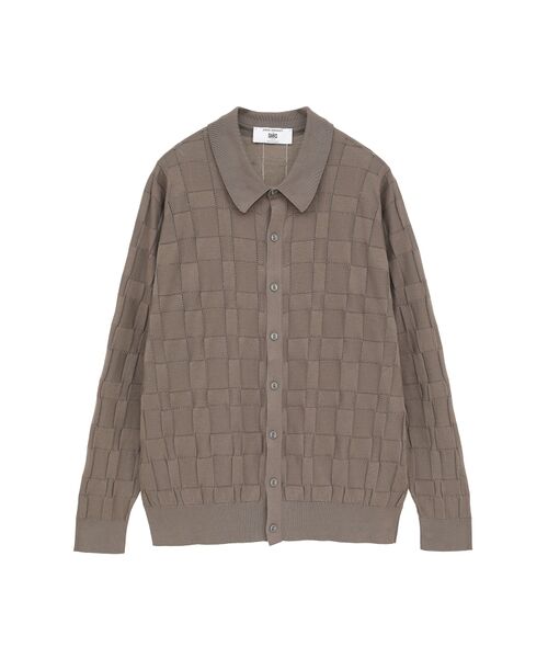 DAKS / ダックス その他 | JOHN SMEDLEY FOR DAKSコットン アイレットチェック前開き長袖ニット（モカ）