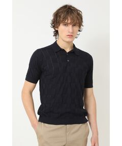 DAKS / ダックス その他 | JOHN SMEDLEY FOR DAKSコットン アイレットチェック襟付き半袖ニット