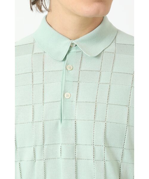 DAKS / ダックス その他 | JOHN SMEDLEY FOR DAKSコットン アイレットチェック襟付き半袖ニット | 詳細4
