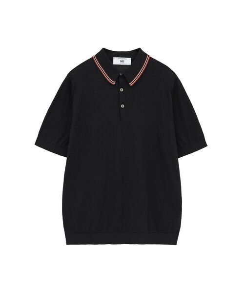 DAKS / ダックス その他 | JOHN SMEDLEY FOR DAKSコットン 配色ライン半袖ポロニット（ネイビー）