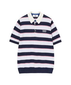 DAKS / ダックス その他 | JOHN SMEDLEY FOR DAKSコットン ロゴ刺繍ボーダー半袖ポロニット