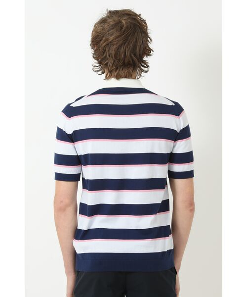 DAKS / ダックス その他 | JOHN SMEDLEY FOR DAKSコットン ロゴ刺繍ボーダー半袖ポロニット | 詳細2