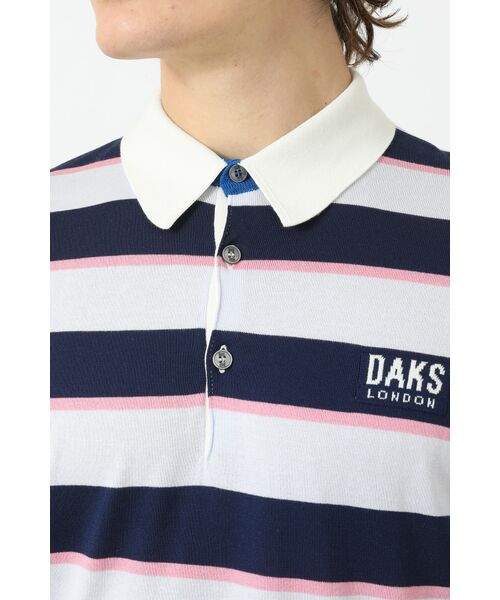 DAKS / ダックス その他 | JOHN SMEDLEY FOR DAKSコットン ロゴ刺繍ボーダー半袖ポロニット | 詳細4