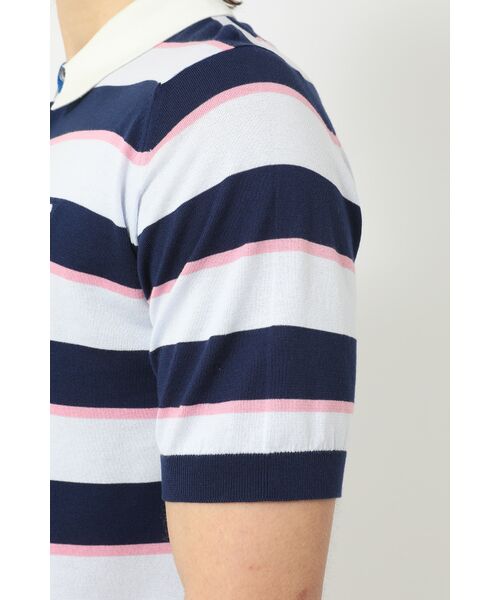 DAKS / ダックス その他 | JOHN SMEDLEY FOR DAKSコットン ロゴ刺繍ボーダー半袖ポロニット | 詳細5