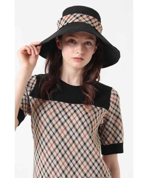 DAKS / ダックス その他 | 綿混ボイル ハウスチェックリボン チュールハット（ブラック）