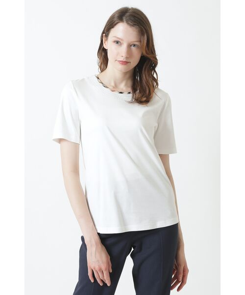 DAKS / ダックス その他トップス | ハウスチェック スパンコール Tシャツ(オフホワイト)