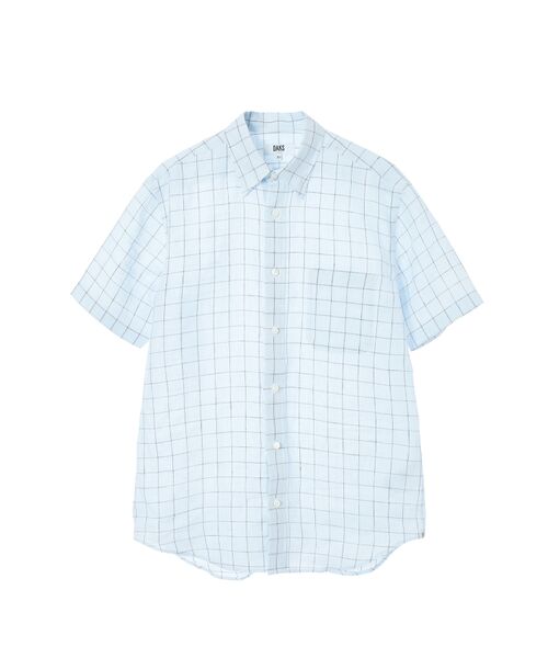 DAKS / ダックス シャツ・ブラウス | リネンチェック 半袖シャツ（ベビーブルー）