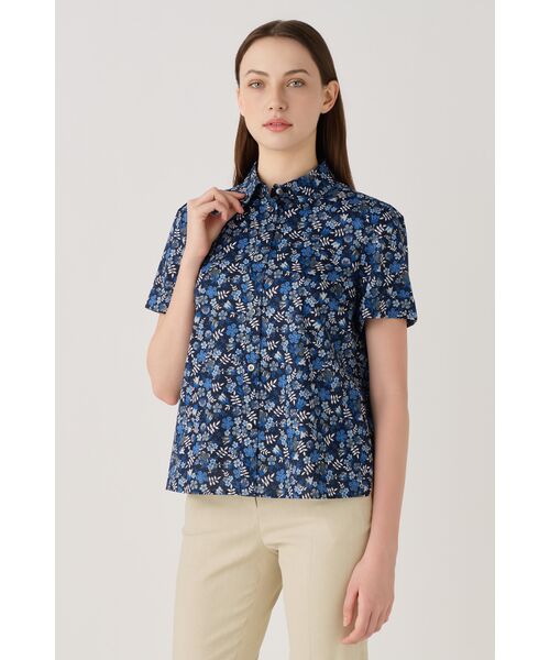 DAKS / ダックス シャツ・ブラウス | リバティコットンローン エデナムプリント ボクシーシャツ（ネイビー）