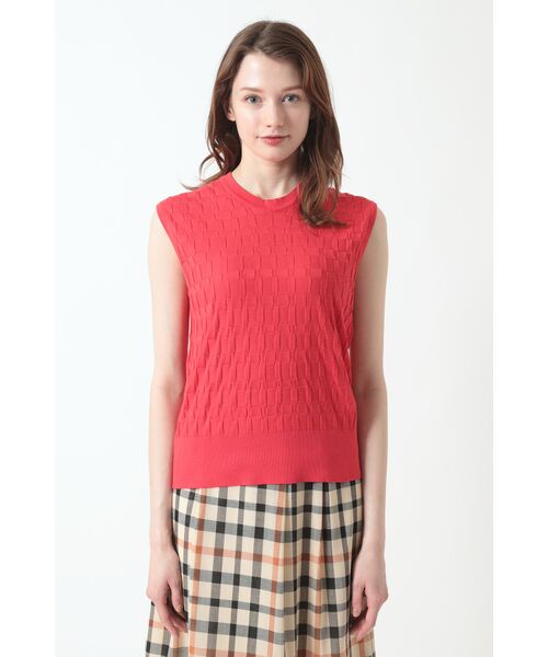 DAKS / ダックス その他 | John Smedley for DAKS ハウスチェックノースリーブトップ（レッド）