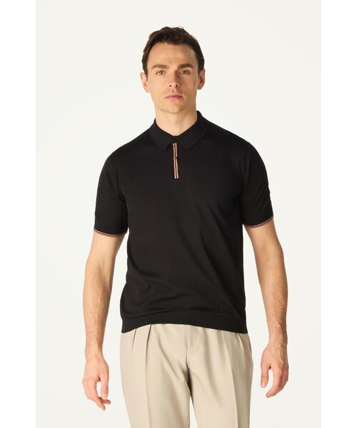 DAKS / ダックス その他 | John Smedley for DAKS ハウスストライプポロシャツ（ブラック）