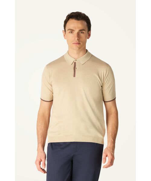 DAKS / ダックス その他 | John Smedley for DAKS ハウスストライプポロシャツ（アーモンド）