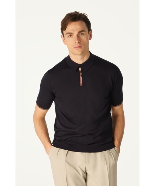 DAKS / ダックス その他 | John Smedley for DAKS ハウスストライプポロシャツ（ネイビー）