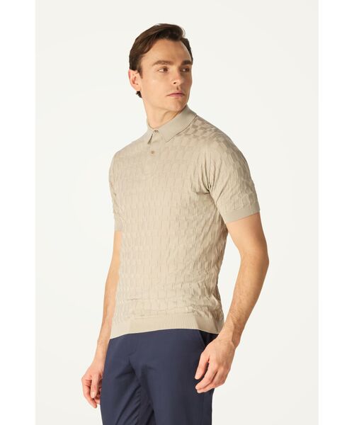 DAKS / ダックス その他 | John Smedley for DAKS ハウスチェックポロシャツ（パーチメント）