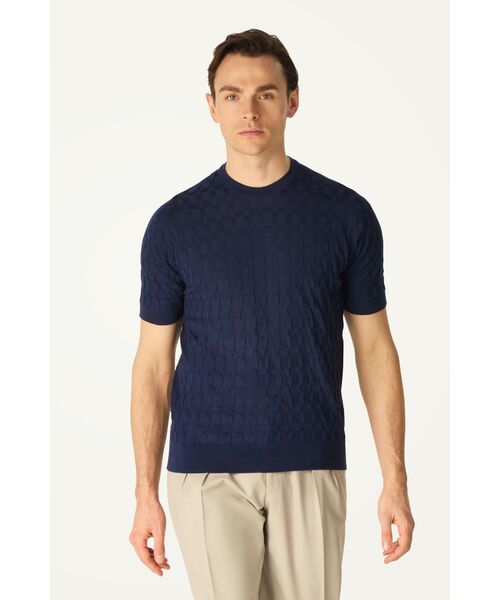 DAKS / ダックス その他 | John Smedley for DAKS ハウスチェックTシャツ（ネイビー）