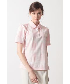 DAKS / ダックス  | [DAKS GOLF] チェックジャカード半袖カラーTシャツ