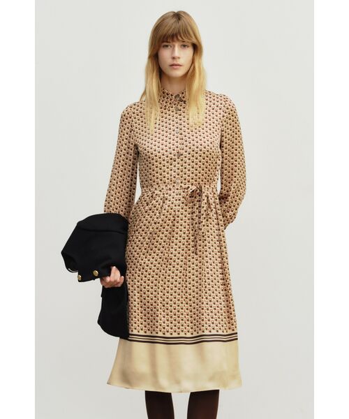 DAKS / ダックス ドレス | シフォン パネルプリント ワンピース（ベージュ）