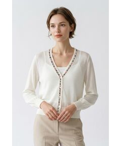 DAKS / ダックス その他トップス | 【軽量シアー】ハウスチェック編みVネックカーディガン