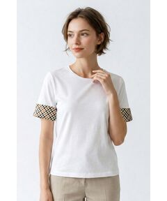 DAKS / ダックス その他トップス | ハウスチェックカフス5分袖Tシャツ